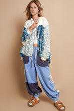 Load image into Gallery viewer, POL Mixed Fabric and Print Zip Up Hooded Top in Cream ON ORDER