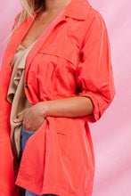 Load image into Gallery viewer, Oddi High Empire Waist Trench Jacket in Coral Pink