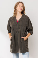 Load image into Gallery viewer, Oddi High Empire Waist Trench Jacket in Olive