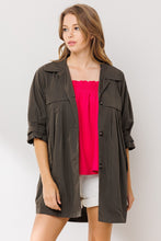 Load image into Gallery viewer, Oddi High Empire Waist Trench Jacket in Olive