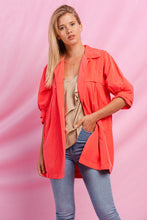 Load image into Gallery viewer, Oddi High Empire Waist Trench Jacket in Coral Pink