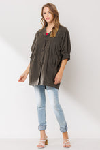 Load image into Gallery viewer, Oddi High Empire Waist Trench Jacket in Olive