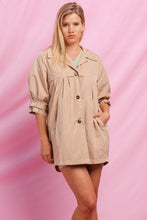 Load image into Gallery viewer, Oddi High Empire Waist Trench Jacket in Light Taupe