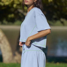 Load image into Gallery viewer, Davi & Dani Soft Knit Cropped Top and Skort Set in Light Blue