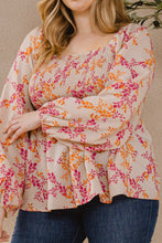 Load image into Gallery viewer, Oddi Leaf Print Smocked Bodice Top in Taupe