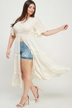 Load image into Gallery viewer, Allie Rose Solid Color Tiered Duster in Cream Duster Allie Rose