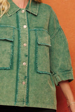 Load image into Gallery viewer, Oddi Boxy Silhouette Solid Color Corduroy Jacket in Washed Jade