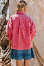 Load image into Gallery viewer, Oddi Boxy Silhouette Solid Color Corduroy Jacket in Washed Fuchsia