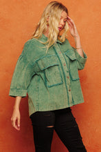 Load image into Gallery viewer, Oddi Boxy Silhouette Solid Color Corduroy Jacket in Washed Jade