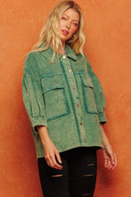 Load image into Gallery viewer, Oddi Boxy Silhouette Solid Color Corduroy Jacket in Washed Jade