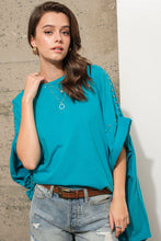 Load image into Gallery viewer, Blue B Studded Oversized Top in Teal Shirts & Tops Blue B