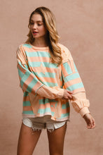 Load image into Gallery viewer, BiBi Striped and Star Patched Top in Peach/Mint