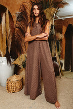 Load image into Gallery viewer, BucketList Brushed Textured Checkered Pattern Jumpsuit in Mocha Jumpsuit Bucketlist