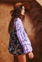 Load image into Gallery viewer, BucketList Contrasting Print Top in Navy/Lavender Shirts & Tops Bucketlist