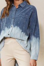 Load image into Gallery viewer, Oddi Dip Dye Bleach Corduroy Top in Washed Navy