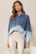 Load image into Gallery viewer, Oddi Dip Dye Bleach Corduroy Top in Washed Navy