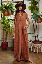 Load image into Gallery viewer, BucketList Brushed Textured Checkered Pattern Jumpsuit in Camel ON ORDER Jumpsuit Bucketlist