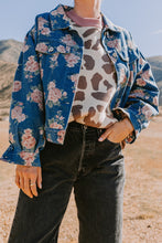 Load image into Gallery viewer, Oddi Floral Print Denim Jacket in Washed Dark Denim