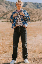Load image into Gallery viewer, Oddi Floral Print Denim Jacket in Washed Dark Denim
