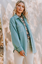 Load image into Gallery viewer, Oddi Terry Knit Jacket with Contrasting Stitching in Washed D Sage