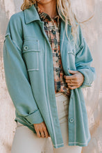 Load image into Gallery viewer, Oddi Terry Knit Jacket with Contrasting Stitching in Washed D Sage