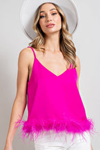 Load image into Gallery viewer, ee:some Solid Color Cami Top with Feather Trim in Hot Pink