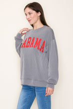 Load image into Gallery viewer, Tres Bien Hometown Collection Ribbed Knit Top with Alabama Print Front in Cloud Grey