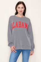 Load image into Gallery viewer, Tres Bien Hometown Collection Ribbed Knit Top with Alabama Print Front in Cloud Grey