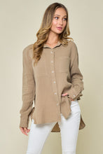 Load image into Gallery viewer, Wisteria Lane Solid Color Textured Gauze Top in Taupe