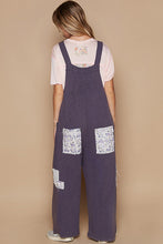 Load image into Gallery viewer, POL Loose Fit Jumpsuit with Floral Patchwork Details in Ink Navy