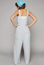 Load image into Gallery viewer, POL Loose Fit Jumpsuit with Floral Patchwork Details in Powder Blue
