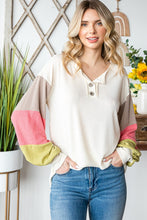 Load image into Gallery viewer, 7th Ray Color Block Button Front Top in Cream
