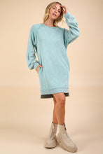 Load image into Gallery viewer, Very J Mineral Washed Terry Knit Dress in Sage