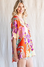 Load image into Gallery viewer, Jodifl Flower Print Boxy Top in Orange/Purple Jodifl
