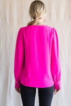 Load image into Gallery viewer, Jodifl Solid Color Long Peasant Sleeves Top in Hot Pink Shirts & Tops Jodifl
