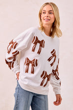 Load image into Gallery viewer, BiBi GAME DAY Football Bow Patched Sweatshirt in Ivory