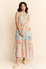 Load image into Gallery viewer, Davi & Dani Mixed Print Floral Color Block Maxi Dress in Sage Multi