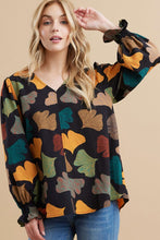 Load image into Gallery viewer, Jodifl Ginkgo Leaves Print Top in Black Shirts & Tops Jodifl