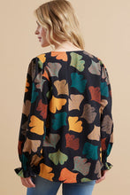 Load image into Gallery viewer, Jodifl Ginkgo Leaves Print Top in Black Shirts & Tops Jodifl