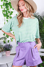 Load image into Gallery viewer, Vine & Love Contrasting Colors Striped Top in Sage