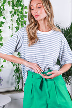 Load image into Gallery viewer, Vine & Love Contrasting Colors Striped Top in Grey
