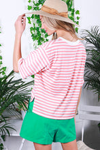 Load image into Gallery viewer, Vine & Love Contrasting Colors Striped Top in Coral