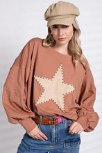 Load image into Gallery viewer, Easel Suede Patch Cotton Jersey Top in Camel Shirts & Tops Easel
