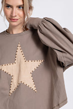 Load image into Gallery viewer, Easel Suede Patch Cotton Jersey Top in Ash Shirts & Tops Easel