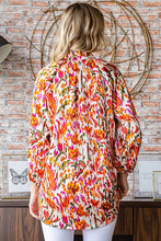 Load image into Gallery viewer, First Love Satin Abstract Print Front Button Down Top in Rust Multi Shirts & Tops First Love