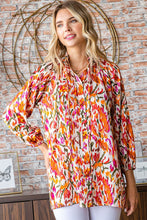Load image into Gallery viewer, First Love Satin Abstract Print Front Button Down Top in Rust Multi Shirts & Tops First Love