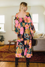 Load image into Gallery viewer, Oddi Floral Print Babydoll Long Sleeve Midi Dress in Black Combo Dress Oddi