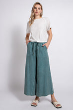 Load image into Gallery viewer, Easel Washed Terry Knit Wide Leg Pants in Teal Green Pants Easel