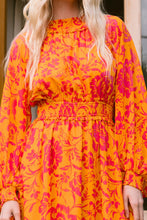 Load image into Gallery viewer, Oddi Vibrant Floral Print Midi Dress Orange-Fuchsia