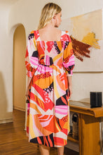 Load image into Gallery viewer, Oddi Abstract Floral Print Midi Dress in Coral Multi